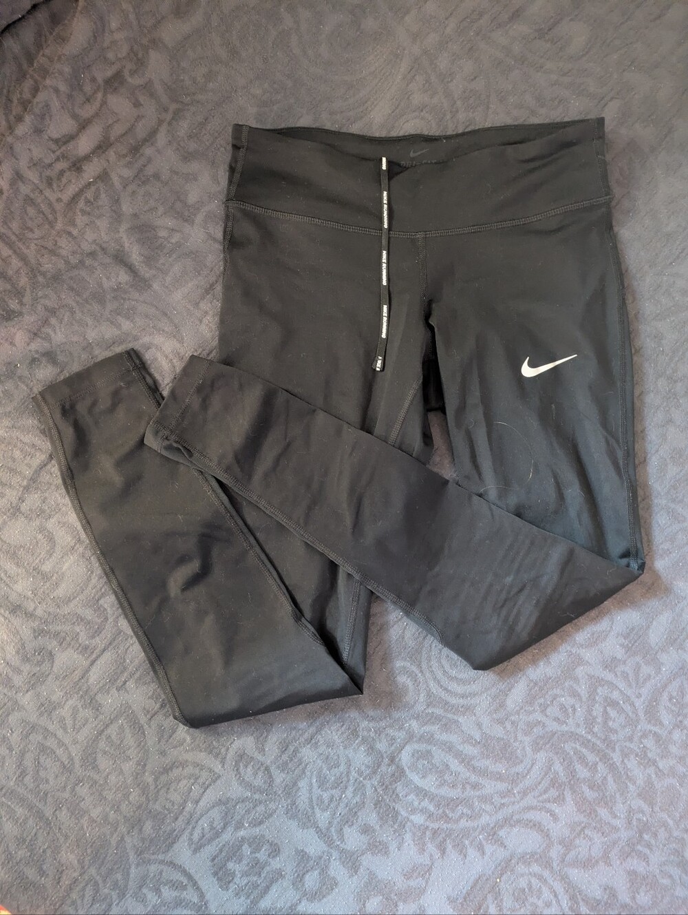 Nike Black Dri-FIT Leggings with Swoosh - Women's Medium